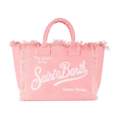 Saint Barth Pink Cotton Canvas Vanity Tote Bag
