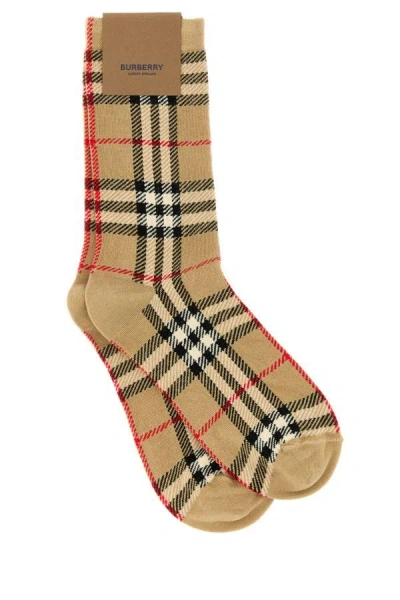 Burberry Unisex Embroidered Stretch Nylon Blend Socks In Multicolor