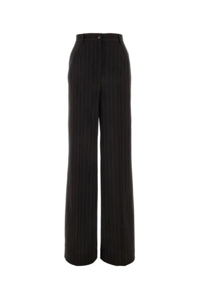 Dolce & Gabbana Woman Embroidered Stretch Wool Wide-leg Pant In Multicolor