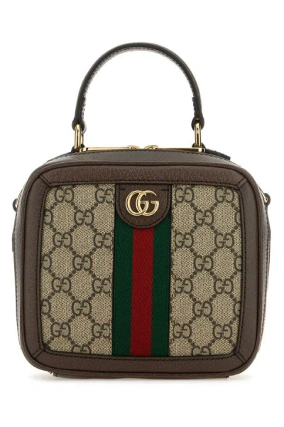 Gucci Woman Gg Supreme Fabric And Leather Mini Ophidia Gg Handbag In Multicolor