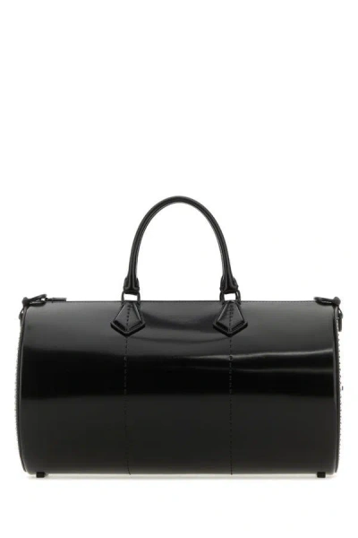Max Mara Woman Black Leather Brushedrolll Handbag