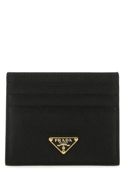 Prada Woman Black Leather Card Holder
