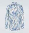 Etro Floral Paisley Cotton Shirt In Light Blue