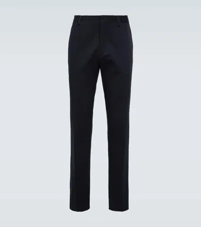 Etro Floral Cotton Jacquard Chinos In Dark Blue