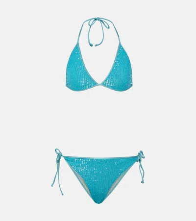 Adriana Degreas Sequined Bikini In Blue