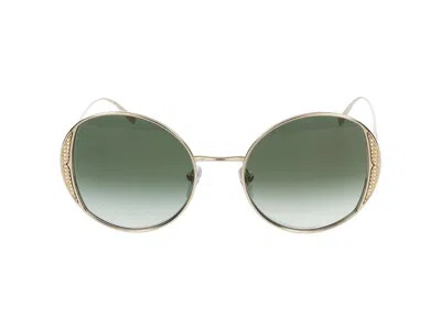 Bulgari Oval Frame Sunglasses In Gold