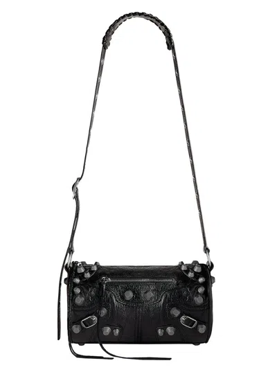 Balenciaga 'le Cagole' Black Crossbody Bag With Studs In Leather Man