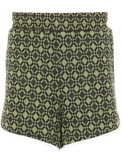 Wales Bonner Power Shorts Clothing In Olive And Dark Brown