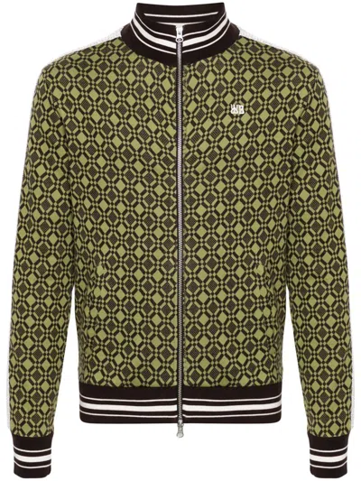 Wales Bonner Power Track Top Clothing In Olive And Dark Brown