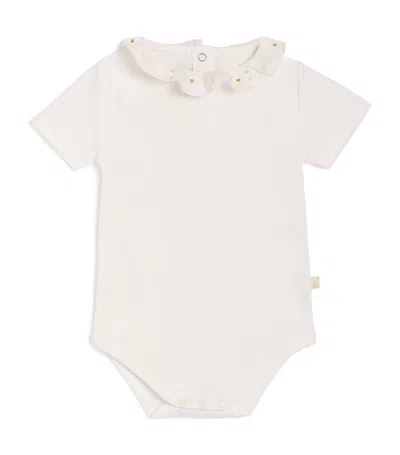 Marie-chantal Cotton Embroidered-collar Playsuit (0-24 Months) In White