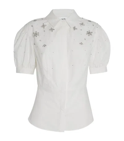 Self-portrait Cotton Embellished Shirt In White