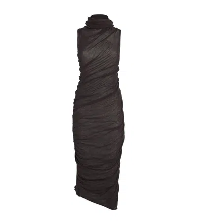 Issey Miyake Rollneck Ambiguous Dress In Brown