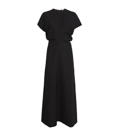 Totême Draped Satin Maxi Dress In Black