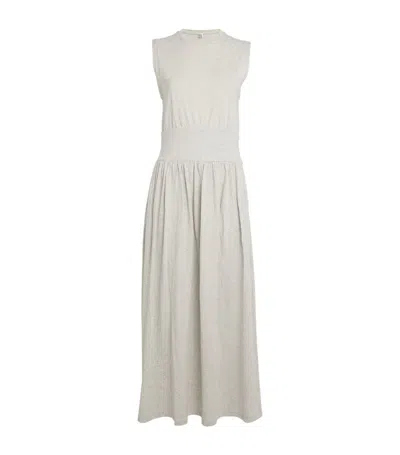 Totême Organic Cotton Maxi Dress In Light/pastel Grey