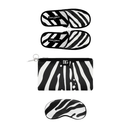 Dolce & Gabbana Casa Zebra Slippers And Sleep Mask Travel Set In Multi