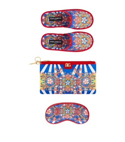 Dolce & Gabbana Casa Carretto Slippers And Sleep Mask Travel Set In Multi