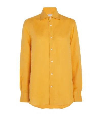 With Nothing Underneath Wnu The Boyfriend Linen In Yellow