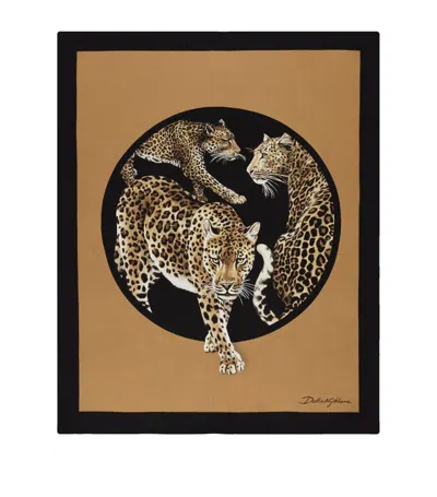 Dolce & Gabbana Casa Silk-wool Leopard Throw (140cm X 180cm) In Multi