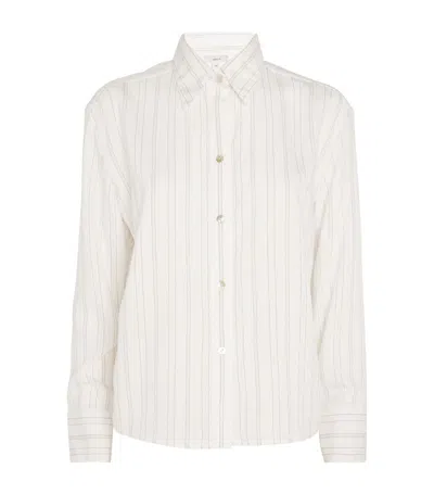 Vince Striped Cropped Shirt In White