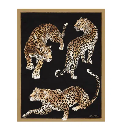 Dolce & Gabbana Casa Silk Leopard Quilted Throw (140cm X 180cm) In Multi