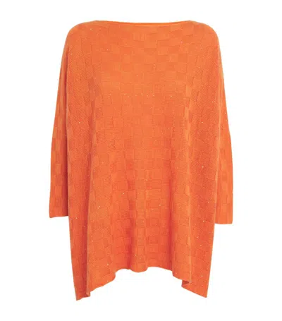 Eskandar Cashmere-silk Sequinned Tunic Top In Orange