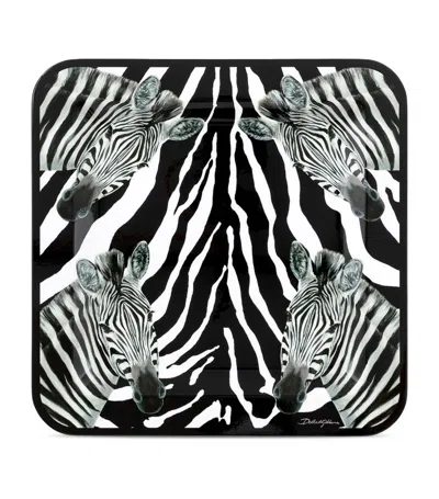 Dolce & Gabbana Casa Wooden Zebra Tray In Multi