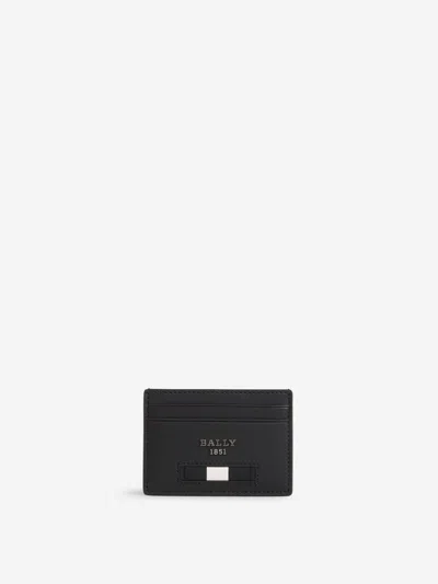 Bally Bhar Leather Card Holder In Logo Engraved On The Front