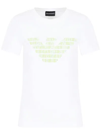 Emporio Armani Logo-print Cotton-blend T-shirt In White