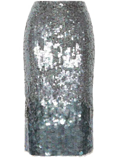 P.a.r.o.s.h Sequined Skirt In Silver