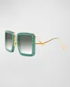 Anna-karin Karlsson Beaming Sky Swarovski Square Acetate Sunglasses In Green