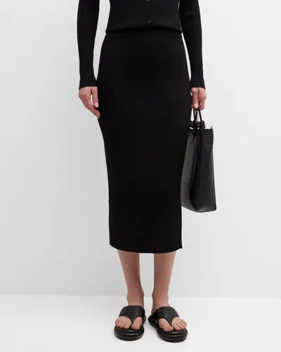 Weekend Max Mara Women's Calotta Rib-knit Midi-skirt In Black