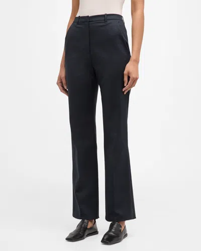 Emporio Armani Bootcut Couture Cotton Trousers In Navy Blue