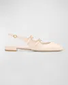 Stuart Weitzman Benni Leather Mary Jane Ballerina Flats In Seashell
