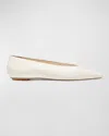 Stuart Weitzman Lina Leather Point-toe Ballerina Flats In Seashell