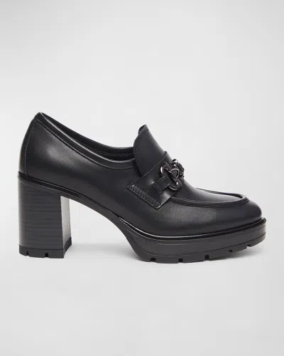 Nerogiardini Leather Bit Heeled Loafers In Black