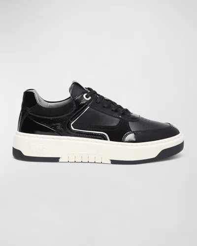 Nerogiardini Clean Mixed Leather Low-top Sneakers In Black