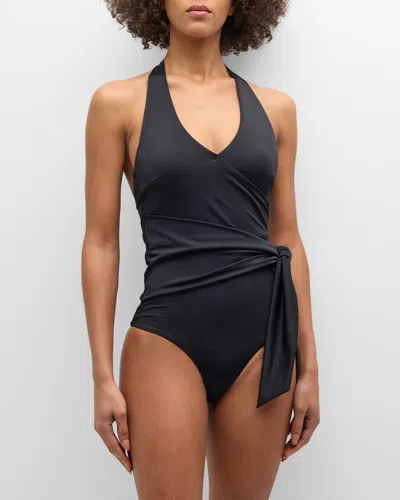 Onia Elena Halter One-piece Swimsuit In Black