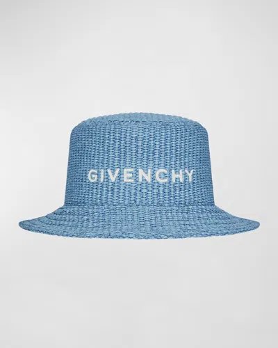 Givenchy Woven Raffia Bucket Hat In Blue