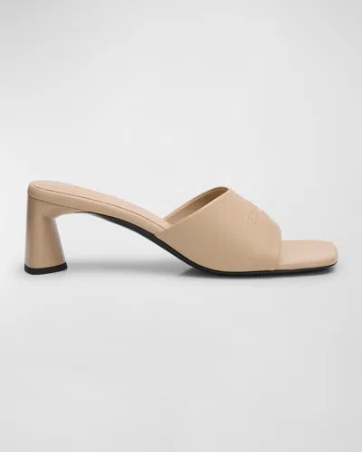 Balenciaga Dutyfree Leather Logo Mule Sandals In 2202 Nude