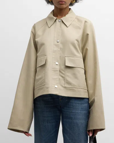 Totême Organic Cotton Cropped Jacket In Beige Khaki