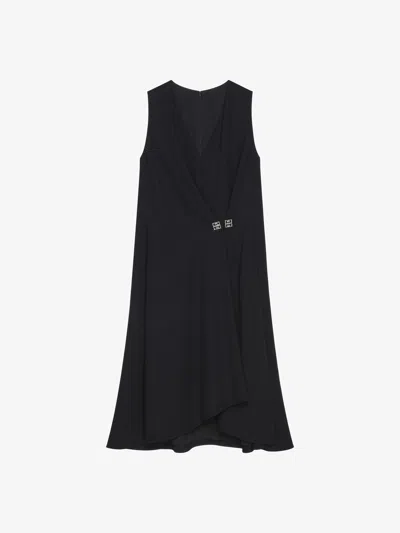 Givenchy Dress With 4g Detail And Pleated Effect In Crepe Satin In Black