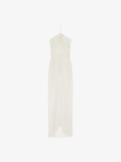 Givenchy Evening Draped Dress In Silk With Crystals Détail In White