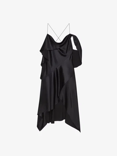 Givenchy Asymmetric Draped Dress In Satin In Black