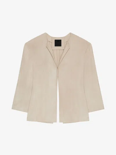 Givenchy Jacket In Suede With 4g Detail In Neutral
