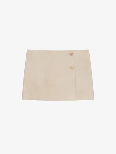 Givenchy Wrap Mini Skirt In Suede With 4g Detail In Multicolor