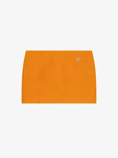 Givenchy Mini Skirt In Linen And Silk With 4g Detail In Multicolor
