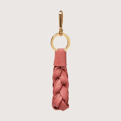 Coccinelle Leather And Metal Key Ring Boheme In Pot