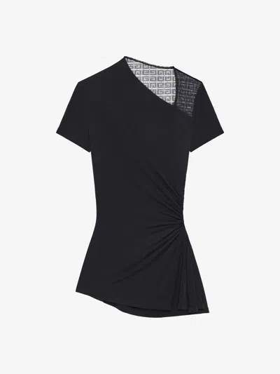 Givenchy Draped Top In Jersey And 4g Lace In Black