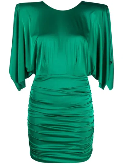 Alexandre Vauthier Mini Dress With Open Draped Sleeves In Green