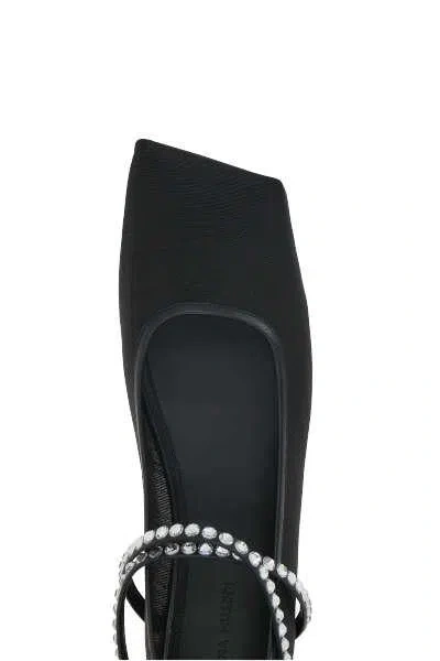 Amina Muaddi Flat Shoes In Black+white Crystal
